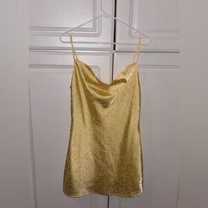 Draped/cowl neck gold/yellow mini dress (Pacsun)